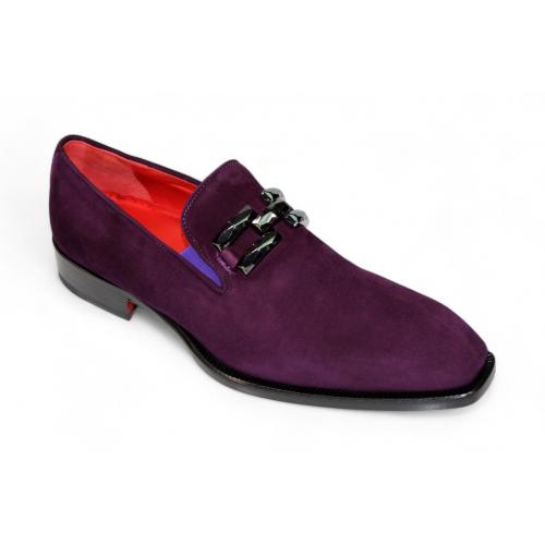 Emilio Franco "Francesco" Purple Genuine Italian Suede Leather With Bracelet Loafers.